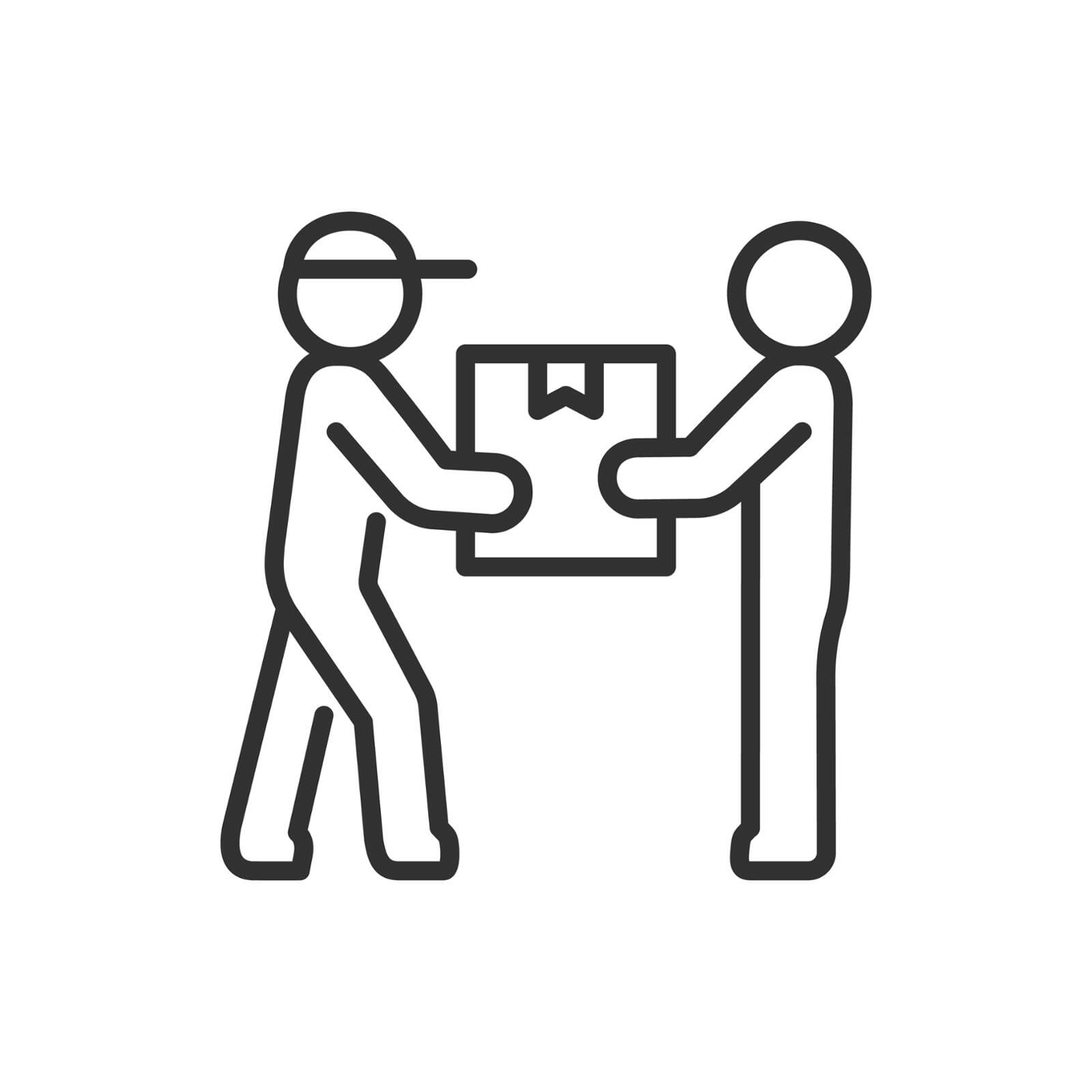 A diagram of box being collected by a courier