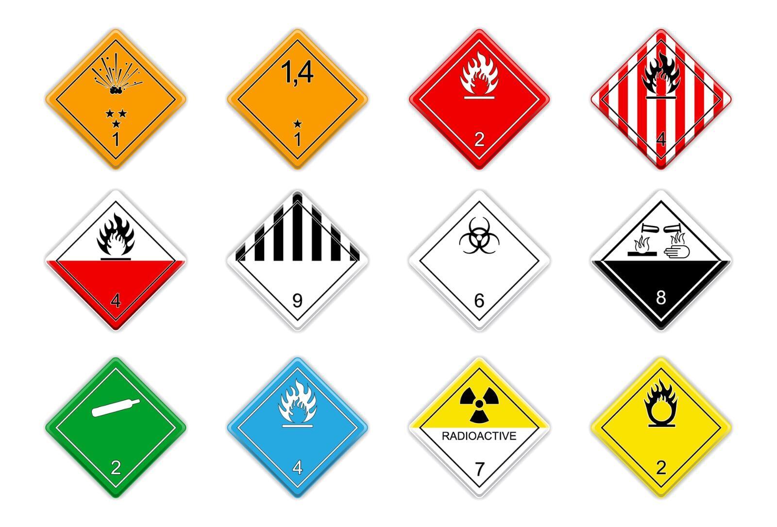hazardous goods transport warning symbols