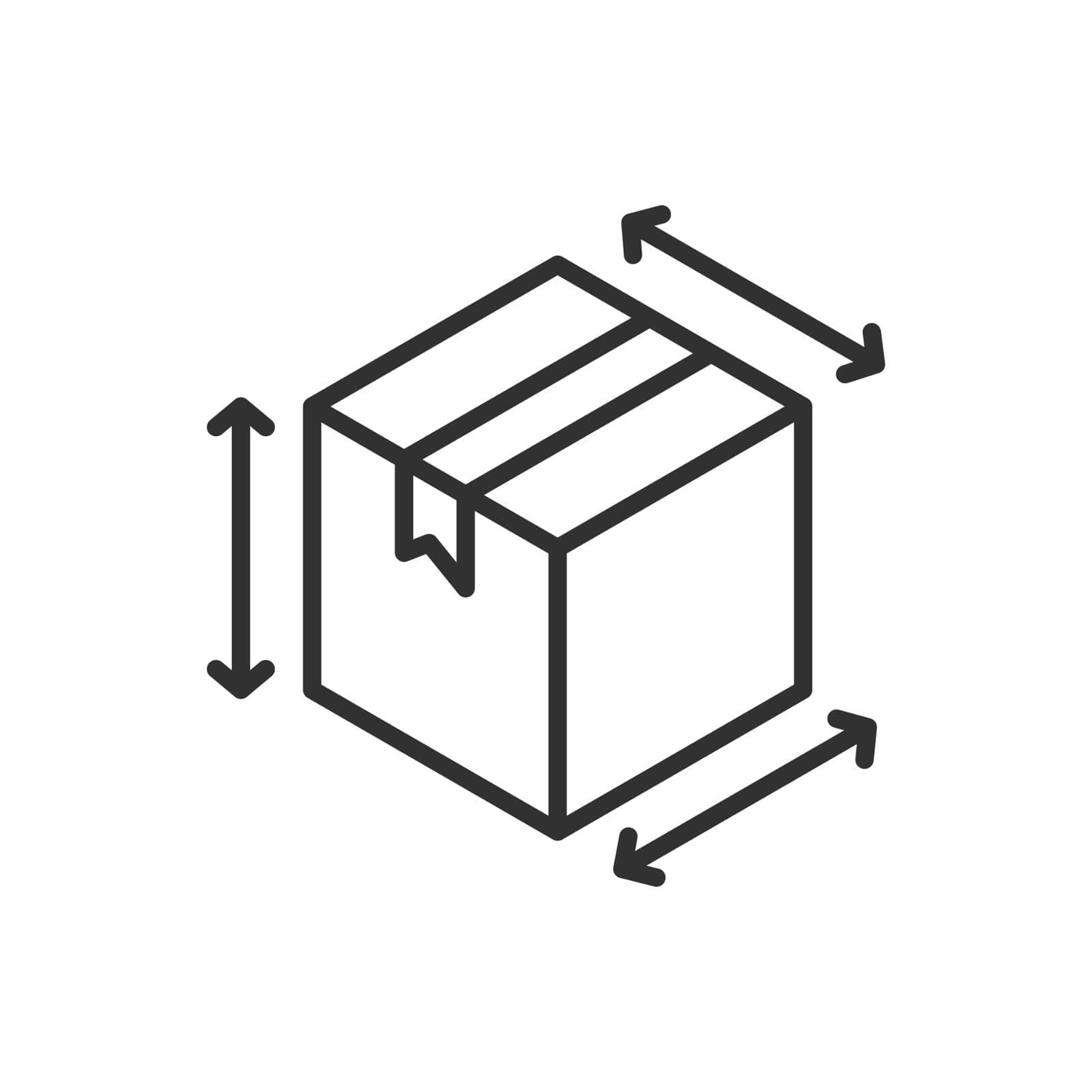 A diagram of box being measured